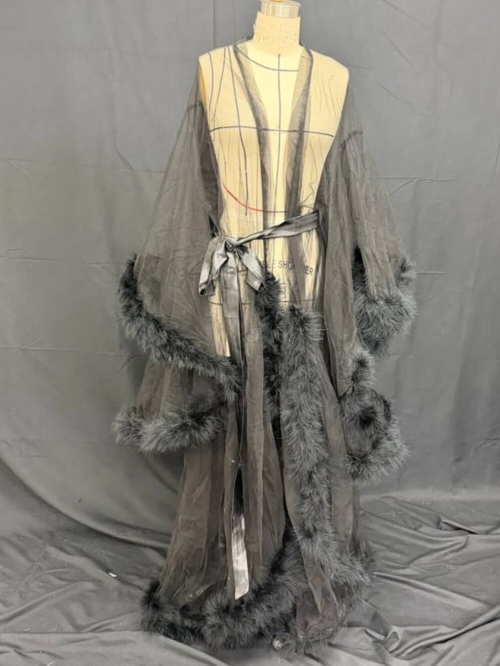 Brand new Selena Huan black feather robe